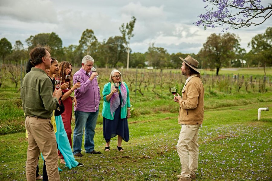 A small group tasting wine at a Niagara-on-the-Lake winery.